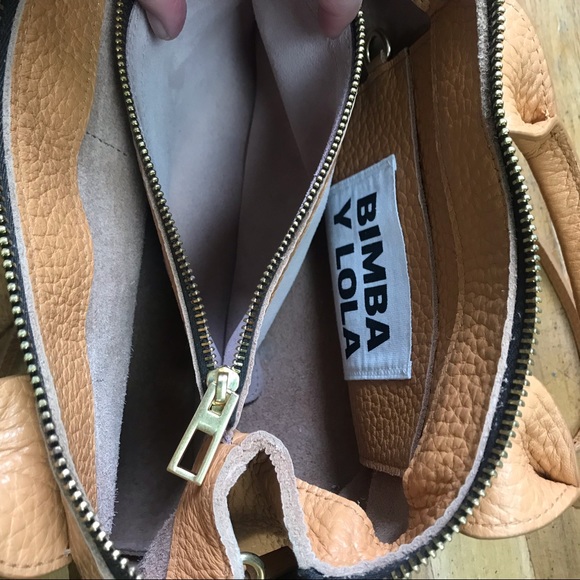 Bimba Y Lola Tan Leather Small Handbag Satchel - Picture 10 of 15